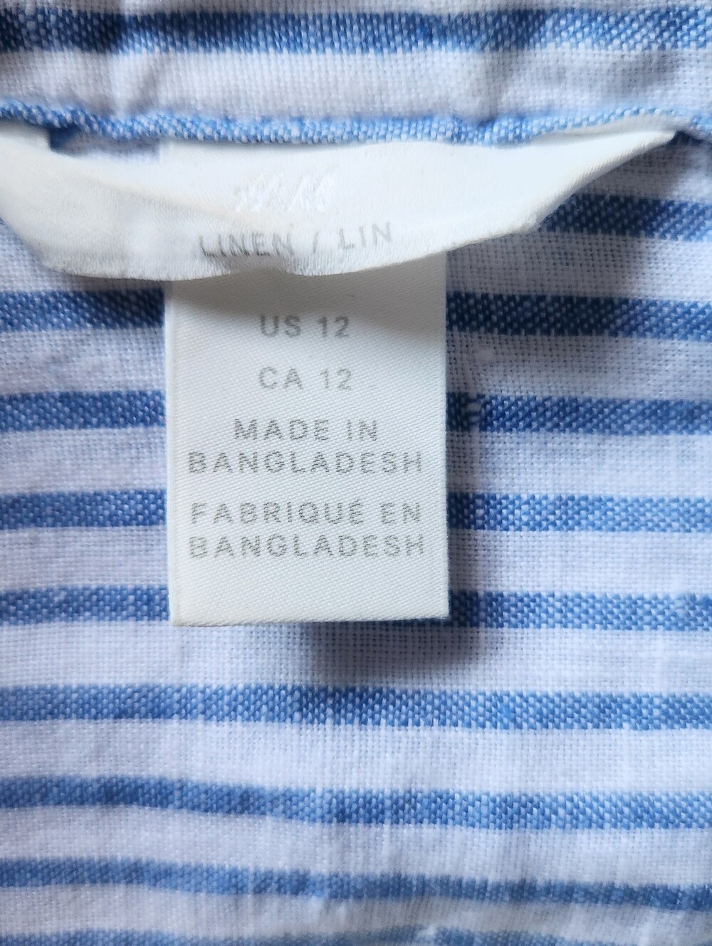 White And Blue Striped Linen Button Up - Picture 3 of 5
